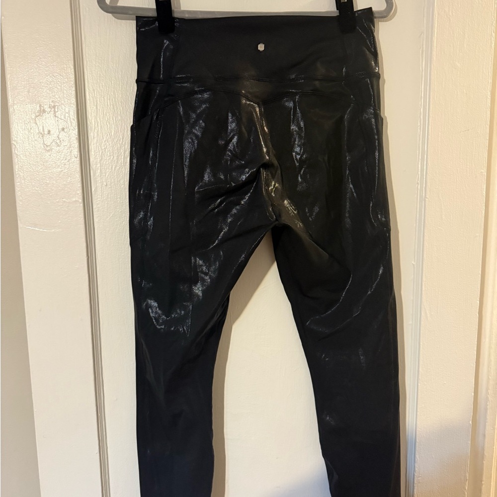 Fabletics Black Faux Leather Shiny Leggings